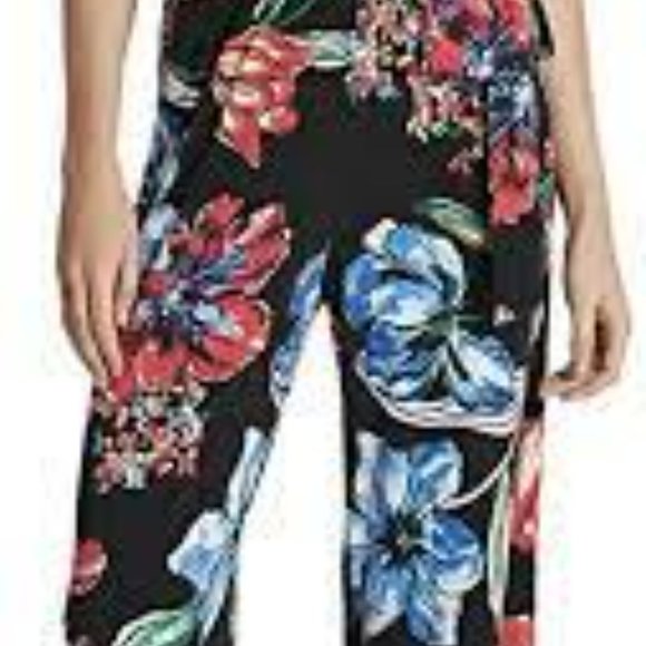 NWT Tahari ASL Halter Jumpsuit Floral Sleeveless Stretch Pockets Belted.  SZ 10 - Picture 4 of 4